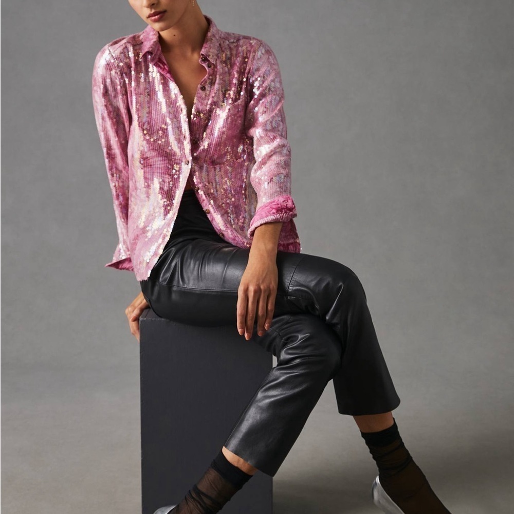 Pilcro Shrunken Sequin Blouse
